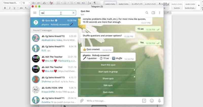 Vous pouvez créer un quiz Telegram éducatif maintenant